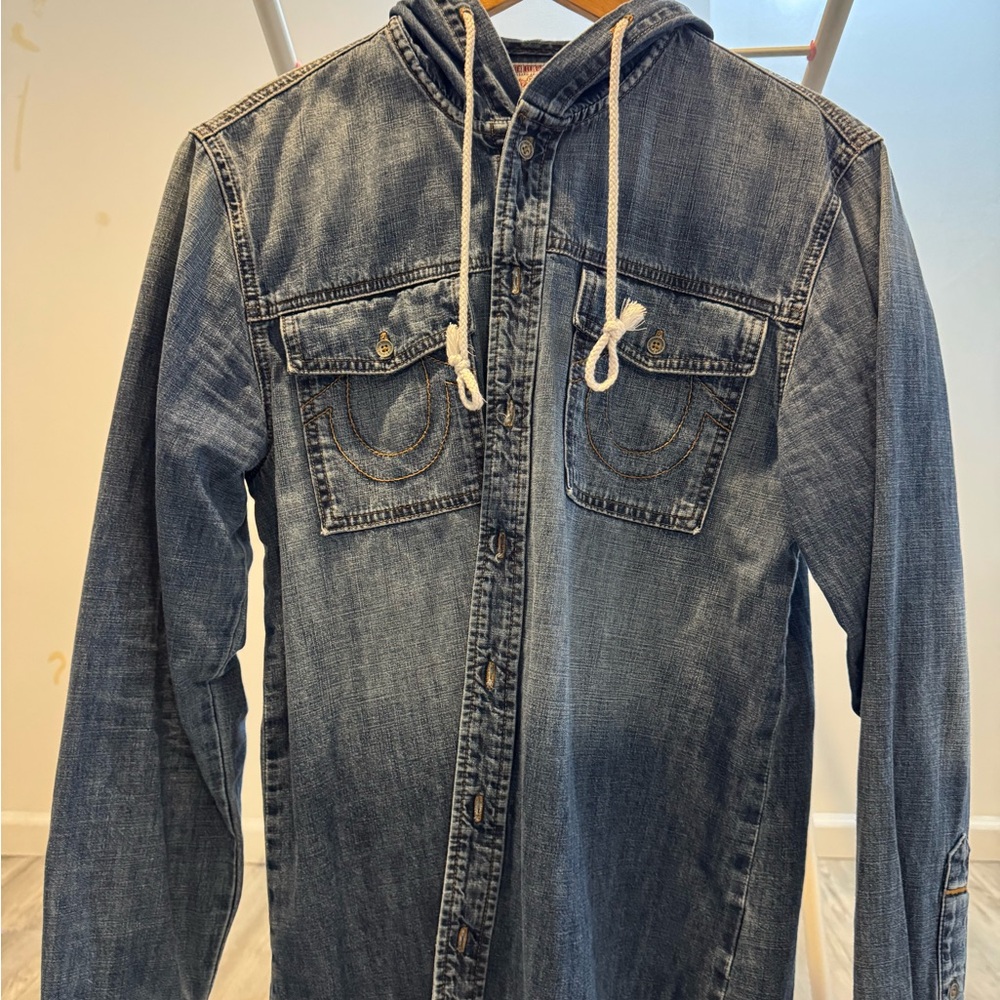 True Religion Hooded Denim Western Shirt - Size Small
